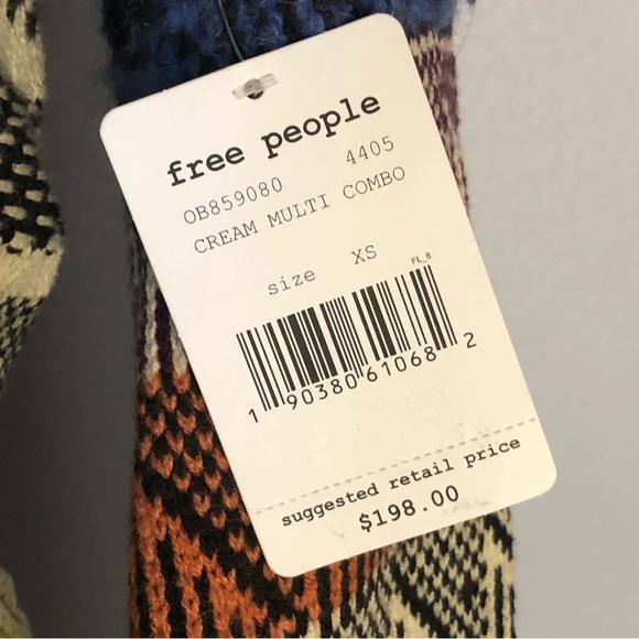 Free People Knit Sweater Mini Dress Long Bell Sleeves Multicolor - Picture 6 of 7